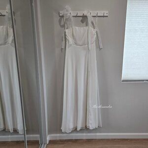 Lulus White Tie Strap Chiffon Maxi Dress Large A-Line New With Tags MSRP $118